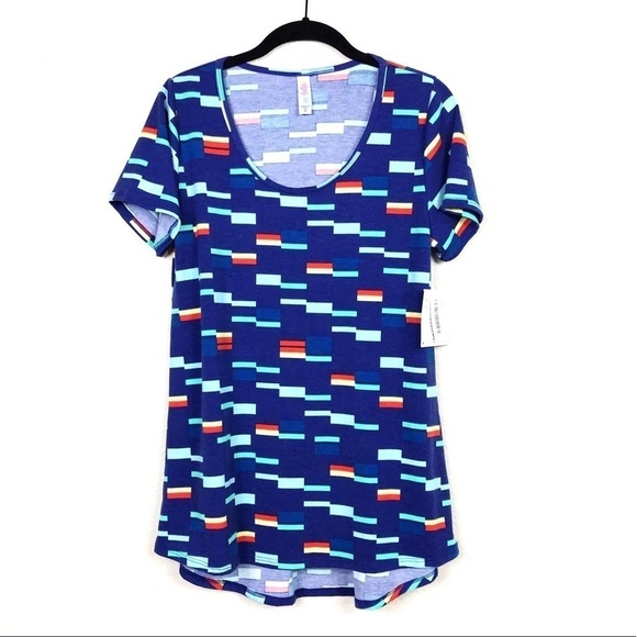 NWT LuLaRoe Blue Geometric Short Sleeve Classic T - Picture 2 of 10